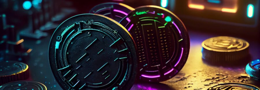 cryptonews electrical coins control panel dark neon color galaxy cyberpunk