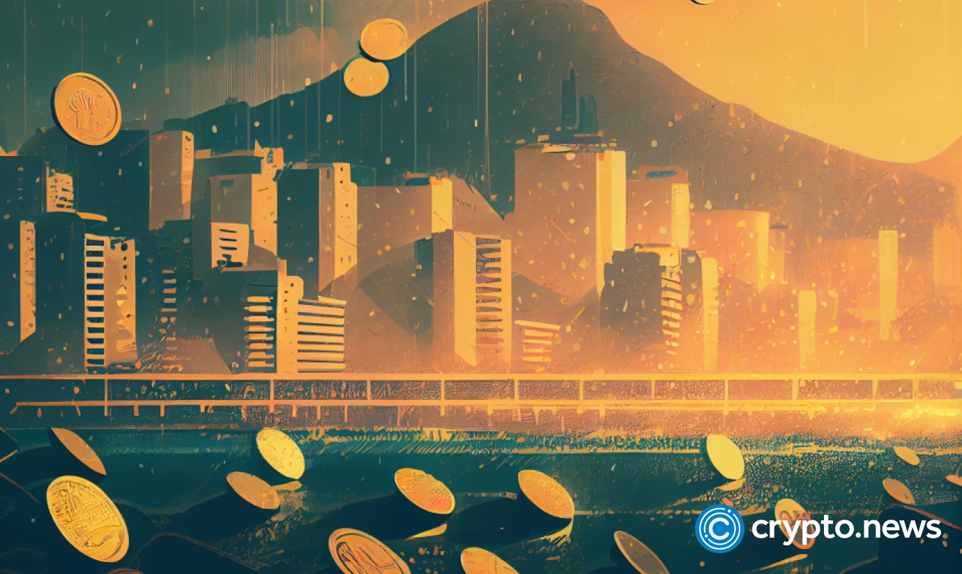 cryto news rain of golden coins rio de janeiro background bright tones sixties retro futuristic illustration 1