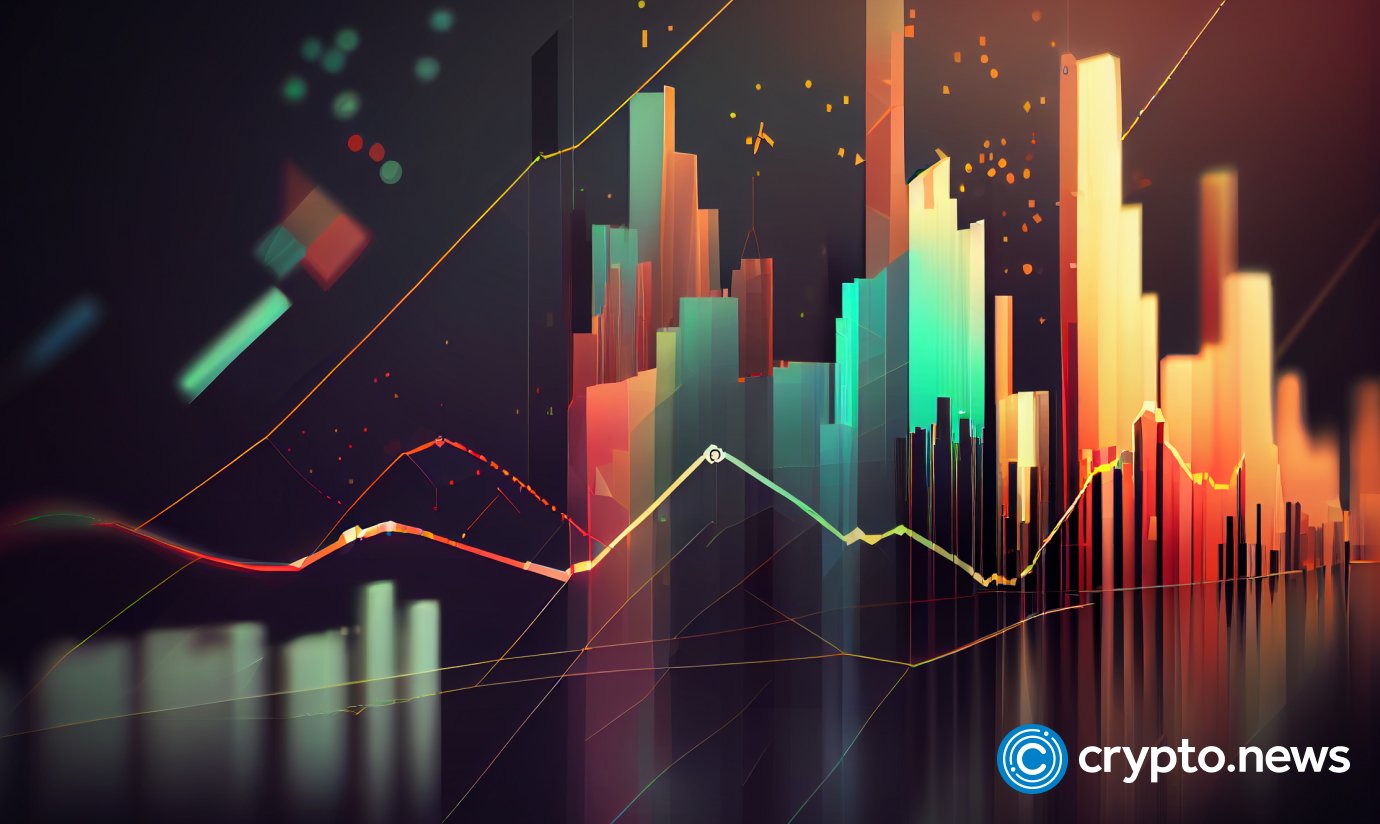 crypto news the trading chart down blurry background low poly style