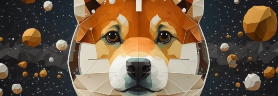 crypto news shibainu frontviewportrait cartoon character space background low poly